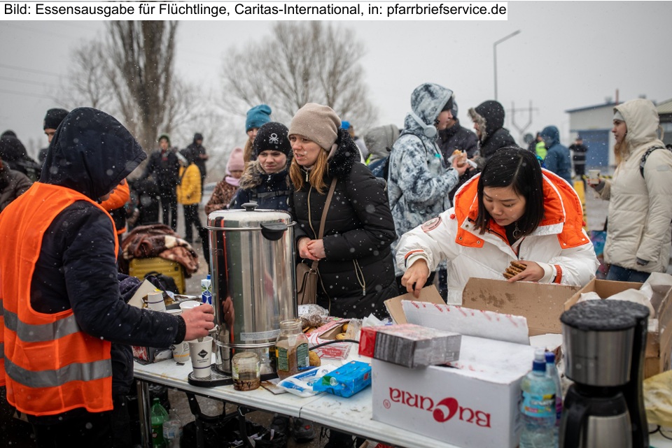 Essensausgabe für Flüchtlinge, Caritas-International