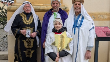 Elmar Keupp, Norbert Heinrich, Josef Schneider mit Enkeltochter als Sternträger